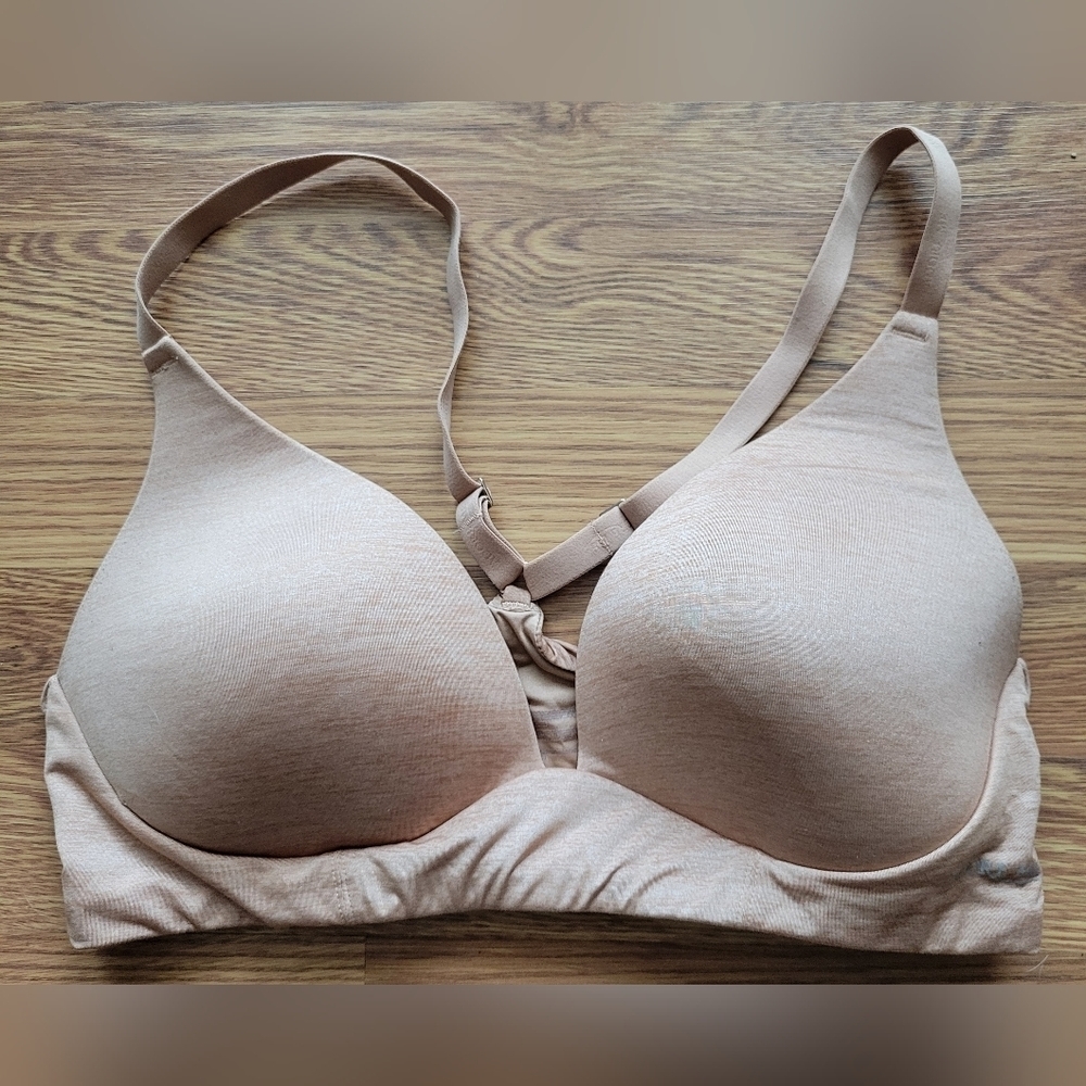 Adore Me Women's Tan Neutral Criss-cross Padded No-Wire Bra Size 36C